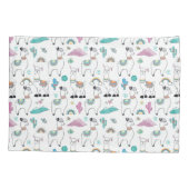 かわいい漫画のラマパターン 枕カバー (裏面-左)