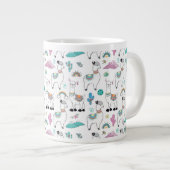 かわいい漫画のラマ模様 ジャンボコーヒーマグカップ (正面右)