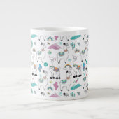 かわいい漫画のラマ模様 ジャンボコーヒーマグカップ (正面)