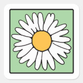 かわいい漫画のレトロのデイジーの春の庭の花 スクエアシール (正面)