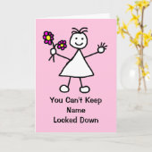 かわいい漫画のロックダウン少女 カード (黄色い花)