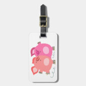 かわいい漫画のローラー – スケートで滑る豚の荷物タグ ラゲッジタグ (正面縦)