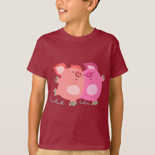 かわいい漫画のローラー – スケートで滑る豚キッズTシャツ Tシャツ