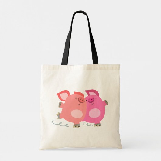 かわいい漫画のローラー – スケートで滑る豚トートバッグ トートバッグ (裏面)