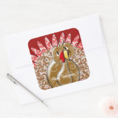 かわいい漫画の七面鳥のダマスクのパターン スクエアシール (封筒)
