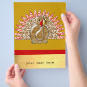 かわいい漫画の七面鳥のダマスクのパターン チラシ (手)