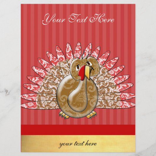かわいい漫画の七面鳥のダマスクのパターン チラシ (正面)