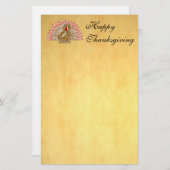 かわいい漫画の七面鳥のダマスクのパターン 便箋 (正面/裏面)