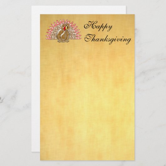 かわいい漫画の七面鳥のダマスクのパターン 便箋 (正面/裏面)