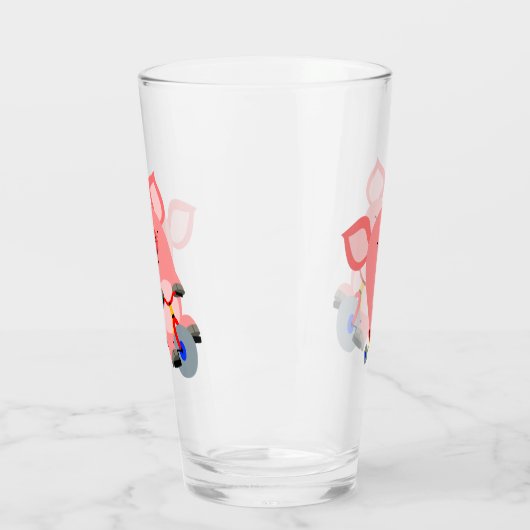 かわいい漫画の三輪車ピグタンブラー タンブラーグラス (左)