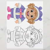 かわいい漫画の丸っぽい女の子のカラーリングページ チラシ (正面)