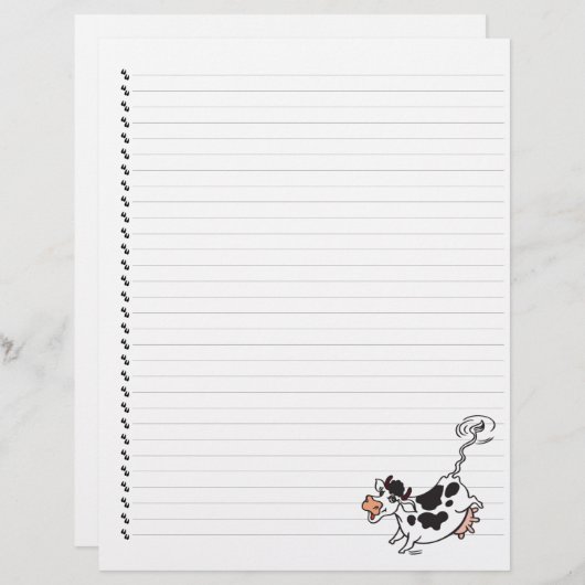 かわいい漫画の乳牛の裏打ちペットのレターヘッド (正面/裏面)