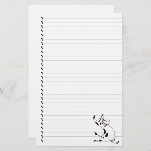 かわいい漫画の乳牛の裏打ちペット文房具 便箋 (正面/裏面)