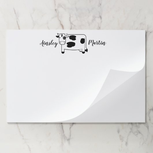 かわいい漫画の乳牛パーソナライズされた ペーパーパッド (折り畳み)