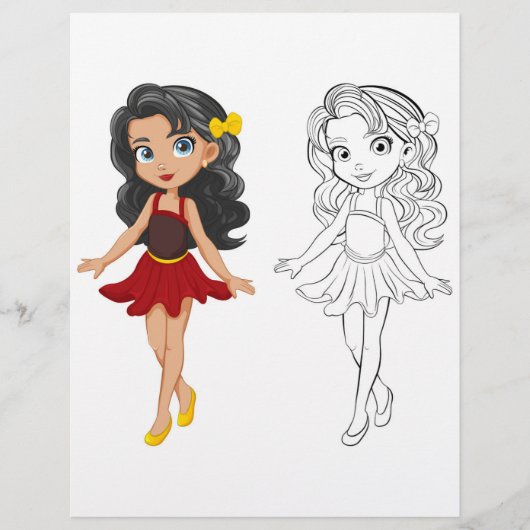 かわいい漫画の人形のカラーリングページ チラシ (正面)