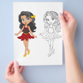 かわいい漫画の人形のカラーリングページ チラシ (手)