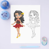 かわいい漫画の人形のカラーリングページ チラシ (シングル)