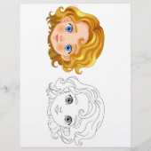 かわいい漫画の人形の頭のカラーリングページ チラシ (正面)