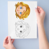 かわいい漫画の人形の頭のカラーリングページ チラシ (手)