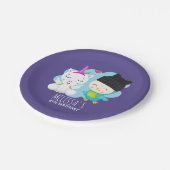 かわいい漫画の仲間 – ハッピーユニコーン&バード誕生日 ペーパープレート (アングル)