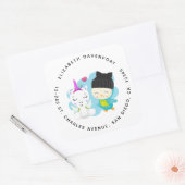 かわいい漫画の仲間 – Happy Unicorn & Bird スクエアシール (封筒)