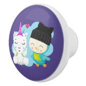 かわいい漫画の仲間 – Happy Unicorn & Bird セラミックノブ (右)