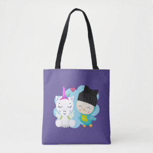 かわいい漫画の仲間 – Happy Unicorn & Bird トートバッグ