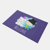 かわいい漫画の仲間 – Happy Unicorn & Bird ドアマット (アングル)