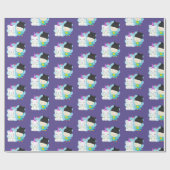 かわいい漫画の仲間 – Happy Unicorn & Bird ラッピングペーパー (フラット)