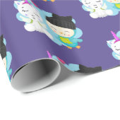 かわいい漫画の仲間 – Happy Unicorn & Bird ラッピングペーパー (ロールコーナー)