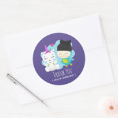 かわいい漫画の仲間 – Happy Unicorn & Bird 感謝してい ラウンドシール (封筒)