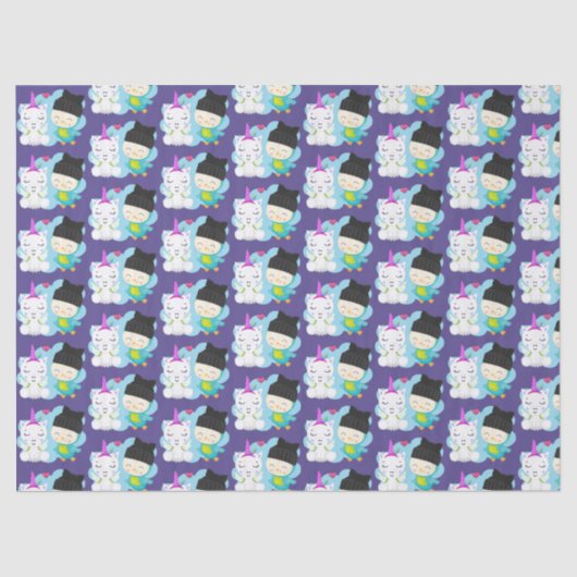 かわいい漫画の仲間 – Happy Unicorn & Bird 薄葉紙 (正面)