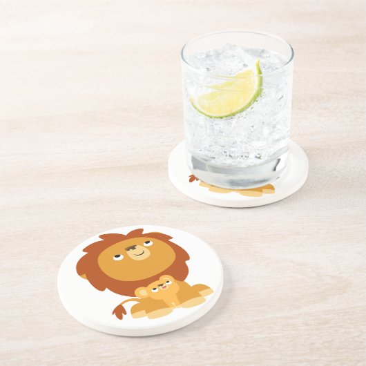 かわいい漫画の保護パパライオンとカッブコースター コースター (側面)