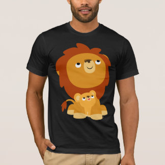 かわいい漫画の保護パパライオンと可愛いTシャツ Tシャツ