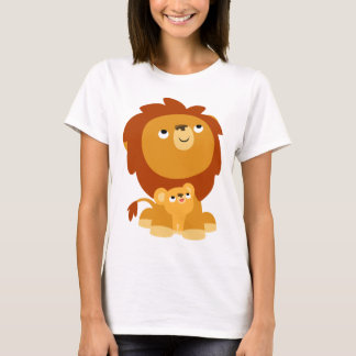 かわいい漫画の保護ライオン&かわいい女性Tシャツ Tシャツ