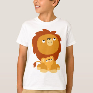 かわいい漫画の保護ライオン&かわいい子供Tシャツ Tシャツ
