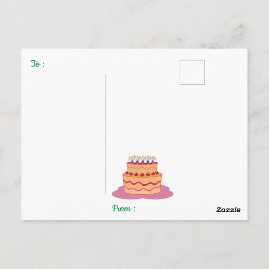 かわいい漫画の写真の女の子が誕生日の歌を歌う ポストカード (裏面)