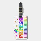 かわいい漫画の切り貼り芸術の虹のプリンセスのティアラ ラゲッジタグ (正面縦)