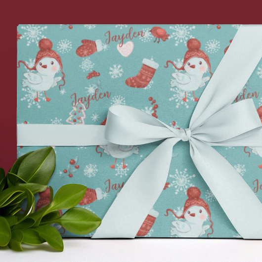 かわいい漫画の動物のラッパーソナライズされたピング紙 ラッピングペーパー