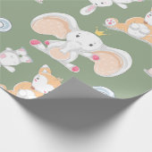 かわいい漫画の動物のラッ子供へピング紙 ラッピングペーパー (角)