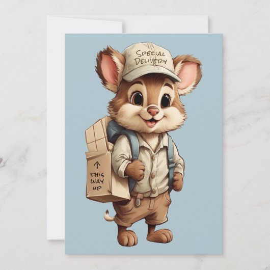 かわいい漫画の動物の特別配達任意の大事な行事 シーズンカード (正面)