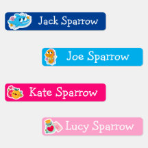 かわいい漫画の動物の男の子&女の子のラベルシール