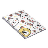 かわいい漫画の動物を使った遊び心あふれるシームレスパターン ノートブック (右側)