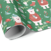 かわいい漫画の動物ホッキョクグマカスタム ラッピングペーパー (ロールコーナー)