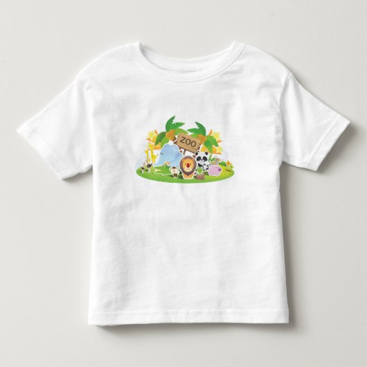かわいい漫画の動物園動物 トドラーTシャツ (正面)