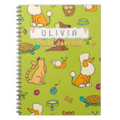 かわいい漫画の動物 カスタム名 日常日記 ノートブック (正面)