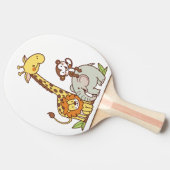 かわいい漫画の動物 – キリン、ライオン、サル 卓球ラケット (横)
