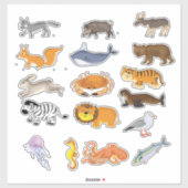 かわいい漫画の動物 シール (シート)