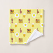 かわいい漫画の卵、ベーコン、ワッフル、オレンジジュース バスタオルセット (ウォッシュタオル)