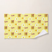 かわいい漫画の卵、ベーコン、ワッフル、オレンジジュース バスタオルセット (ハンドタオル)